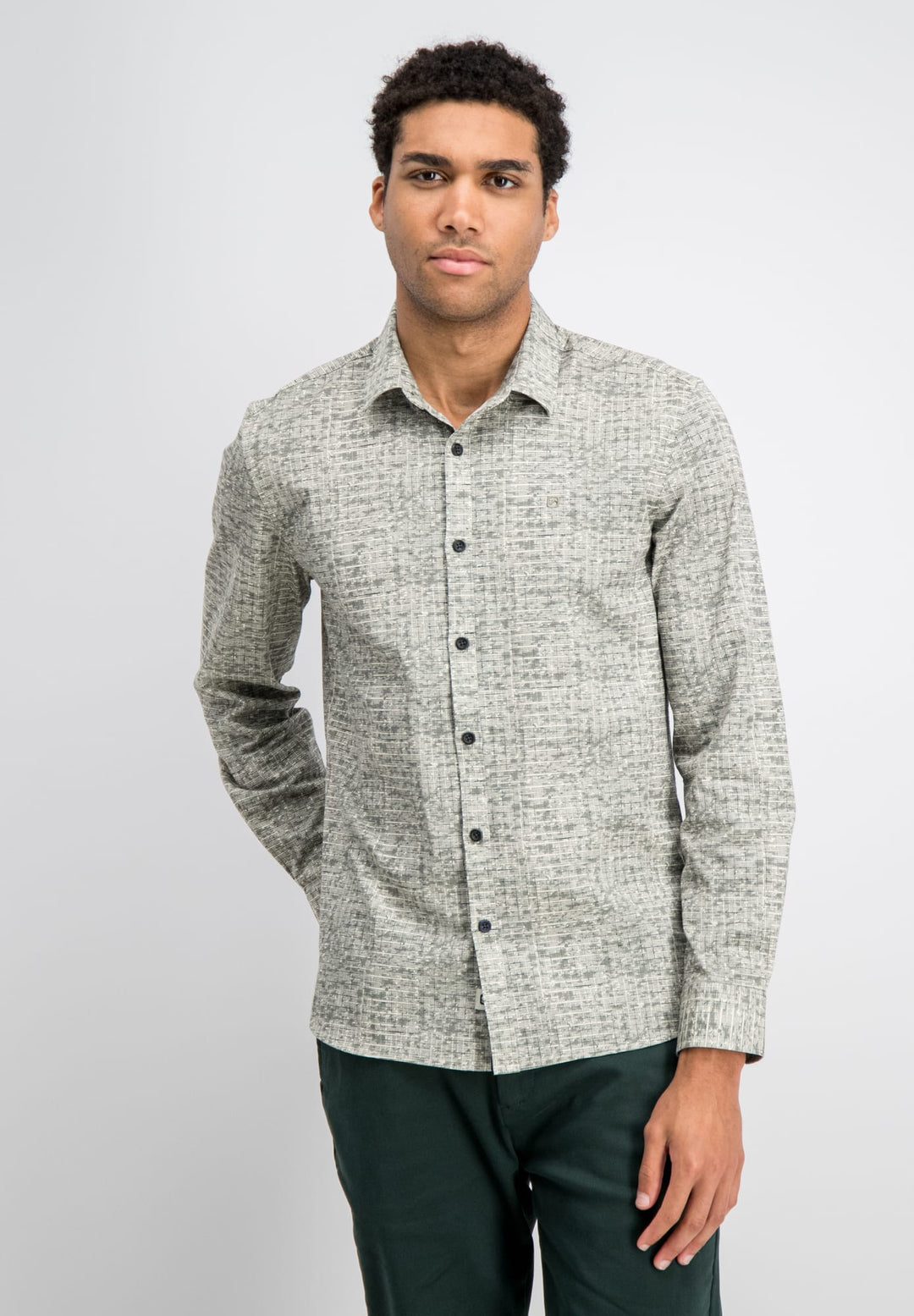 Gabbiano men 3367351 STAN overhemd l/m groen dessin – heren