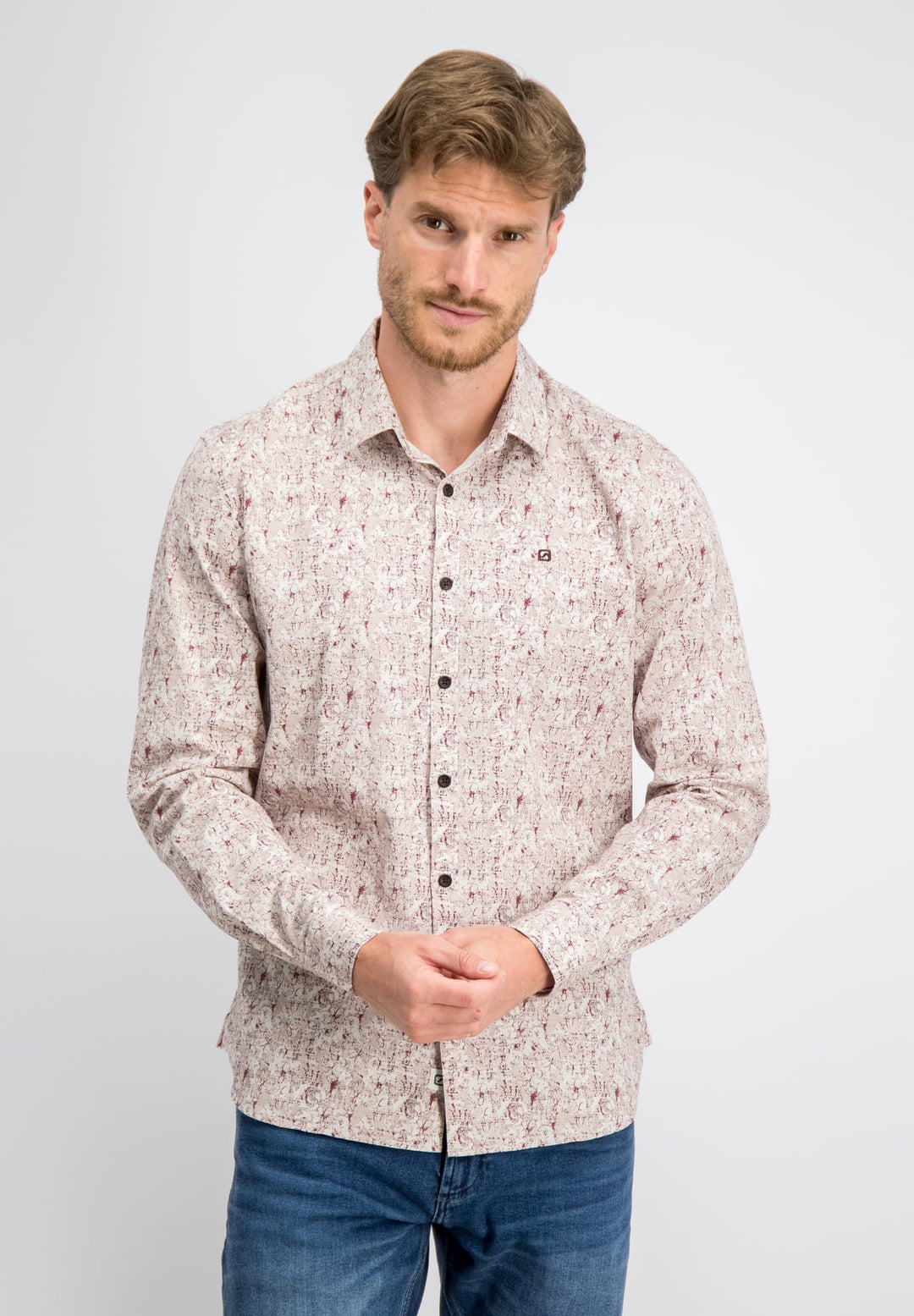 Gabbiano men 3367351 STAN overhemd l/m ecru dessin – heren
