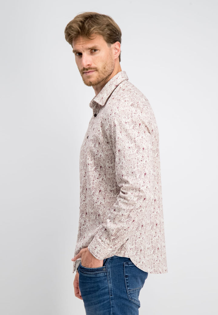 Gabbiano men 3367351 STAN overhemd l/m ecru dessin – heren