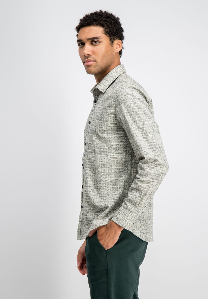 Gabbiano men 3367351 STAN overhemd l/m groen dessin – heren