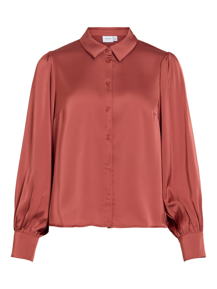 Vila 14107462 Enna blouse l/m dames gewassen rood