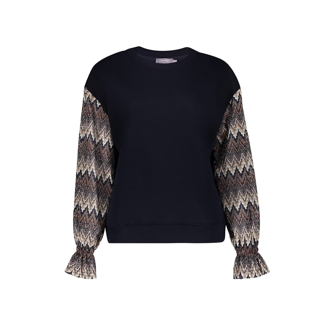 Geisha 62905-20 sweater dames blauw dessin