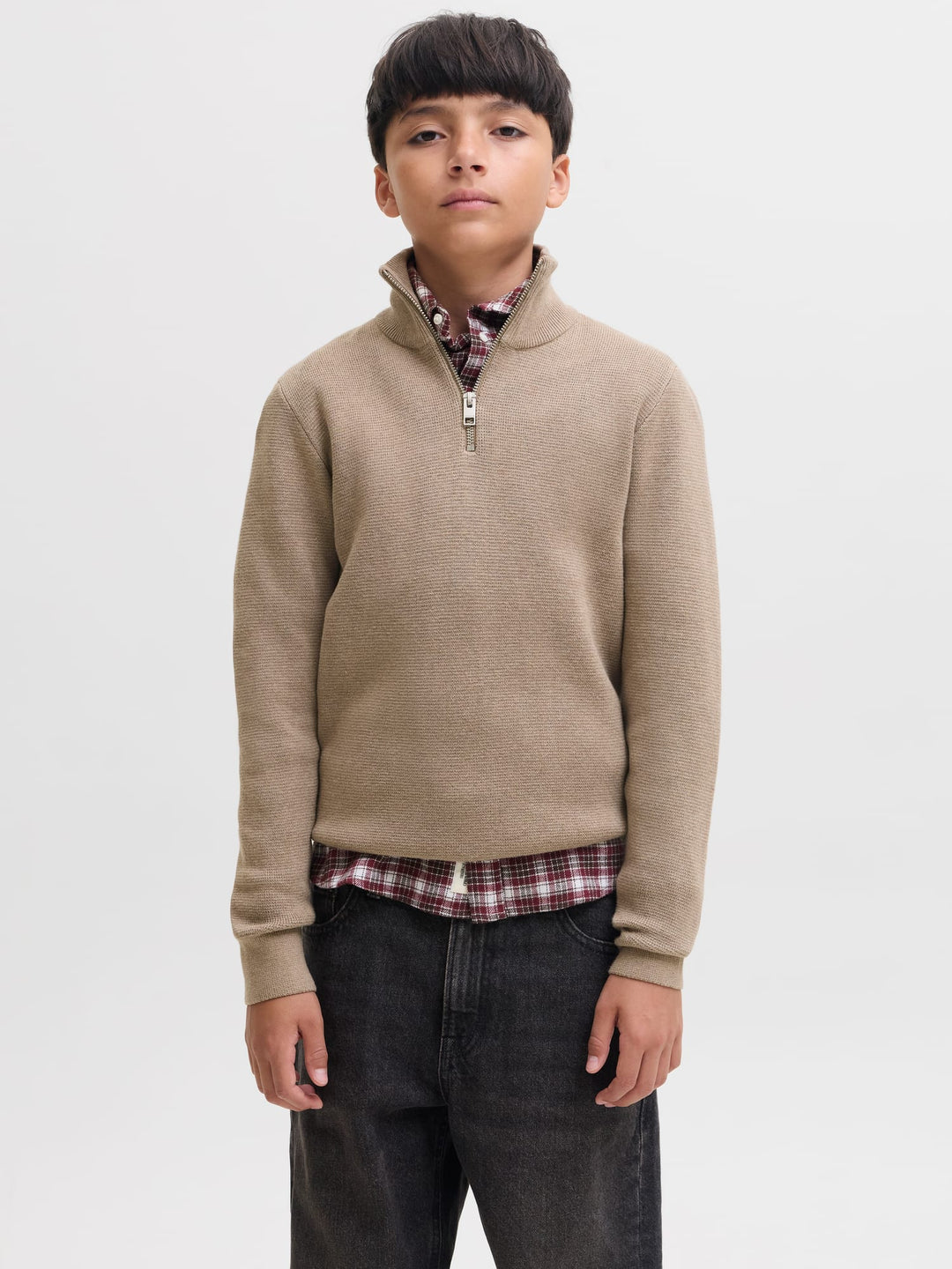 Jack &amp; Jones 12269288 Blamilano trui jongens licht bruin