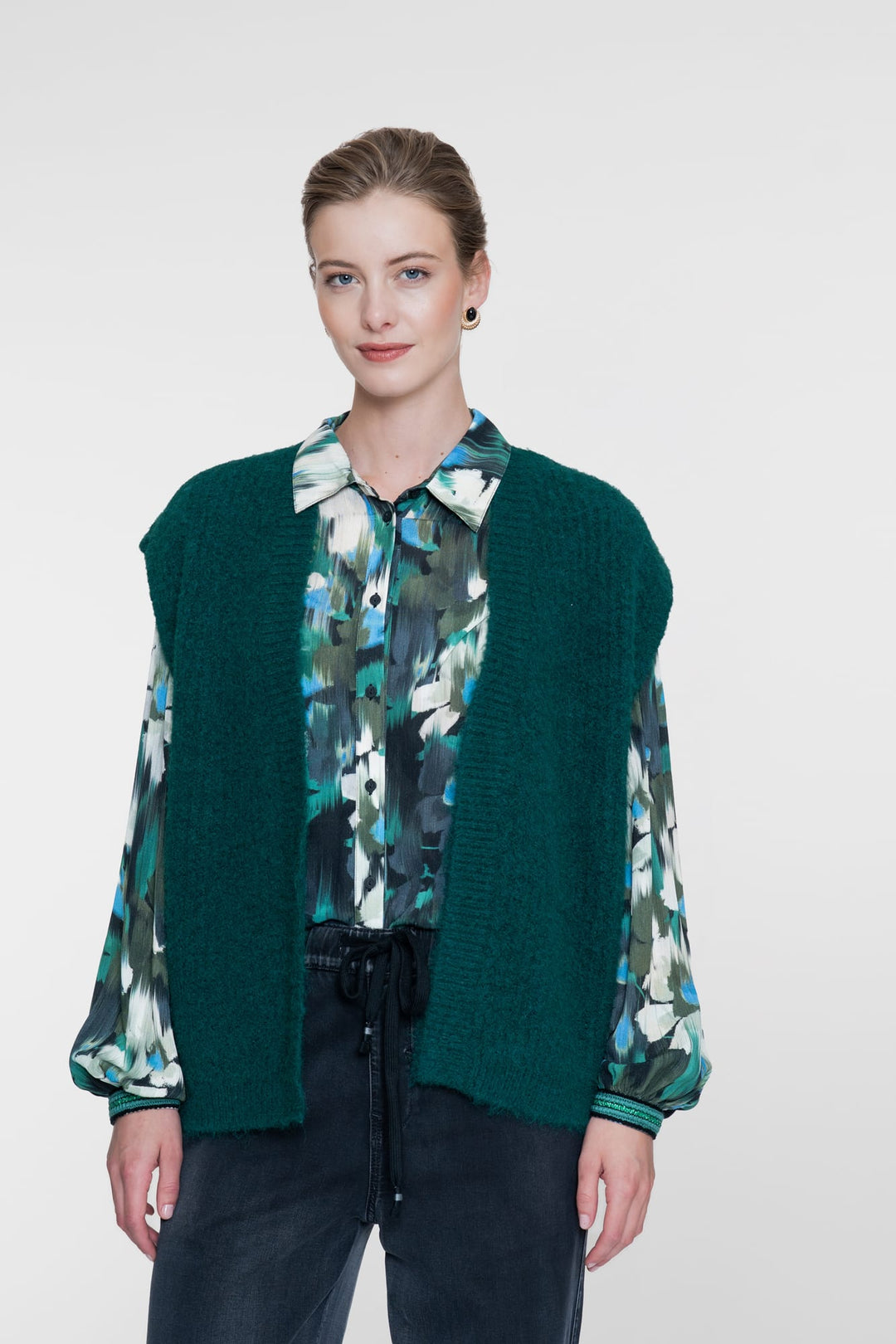 Geisha 63646-20 blouse l/m dames groen dessin