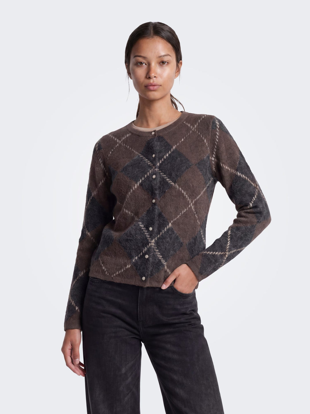 Only 15378142 Noeme trui bruin dessin – dames