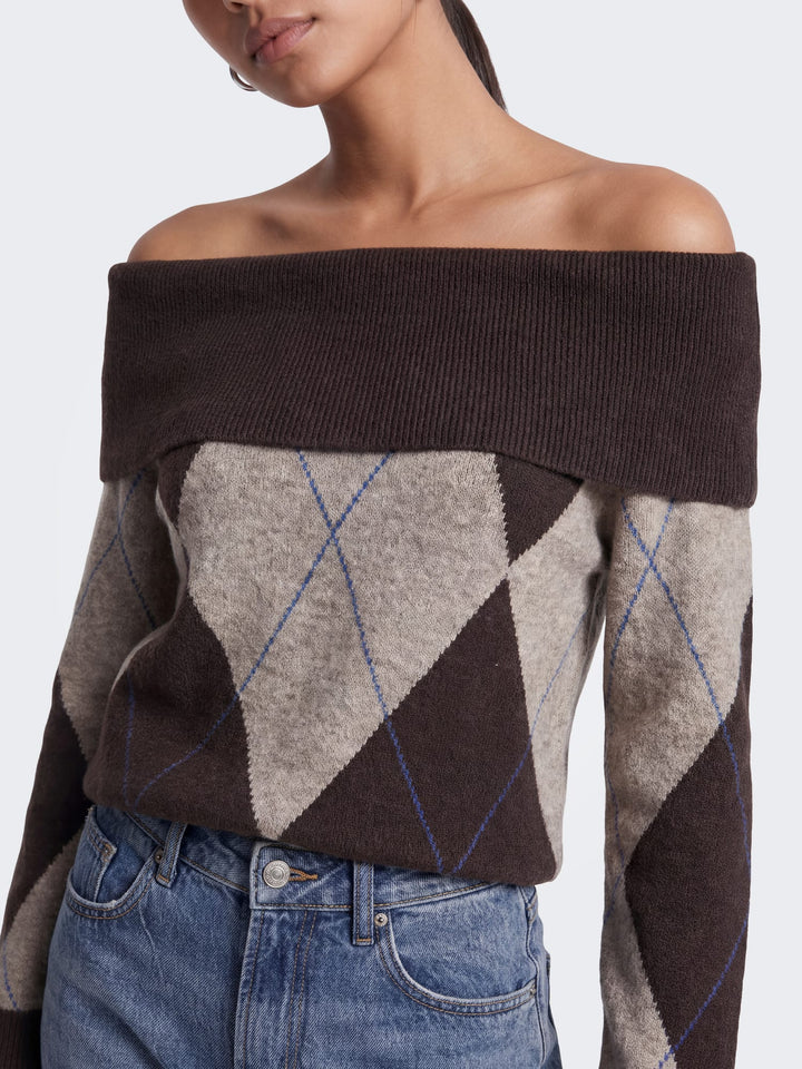 Only Alivia trui dames bruin dessin – trendy en comfortabel
