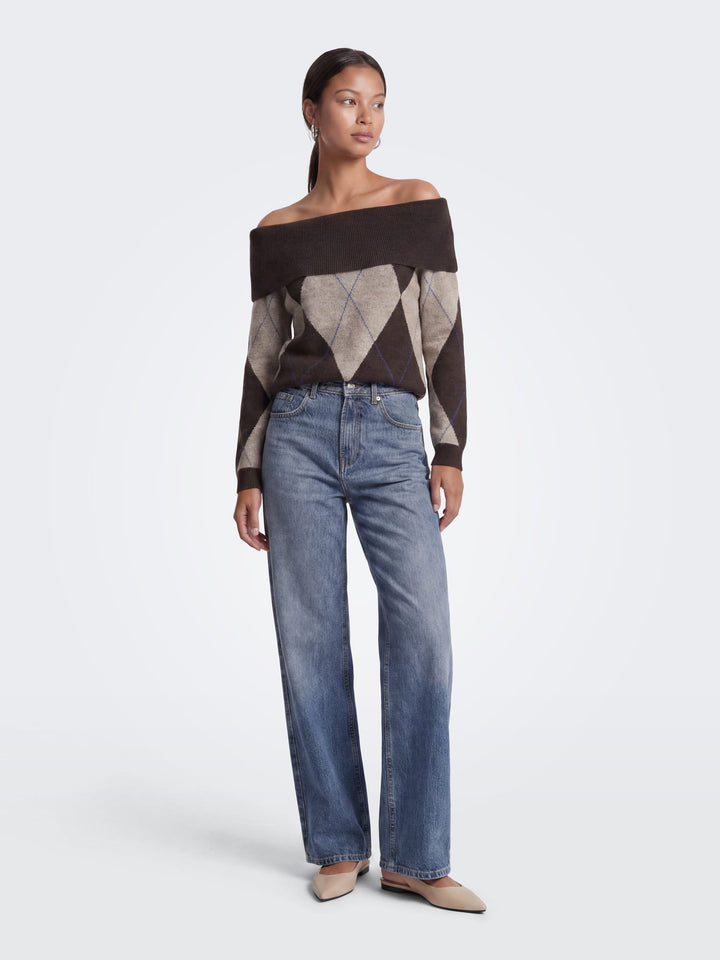 Only Alivia trui dames bruin dessin – trendy en comfortabel