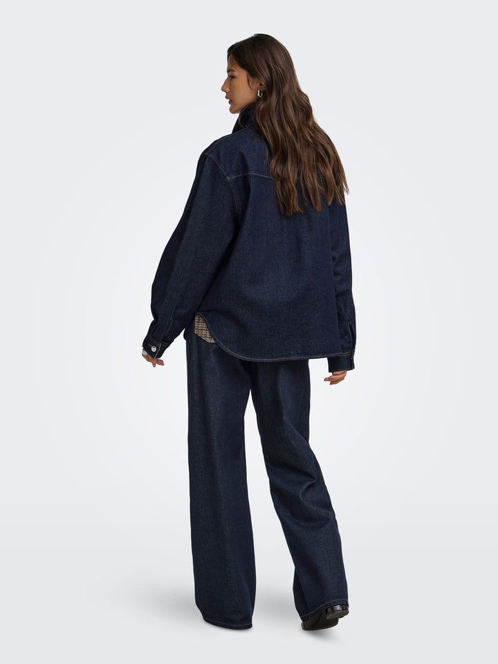 Only 15384824 Vera blouse l/m denim dames blue denim