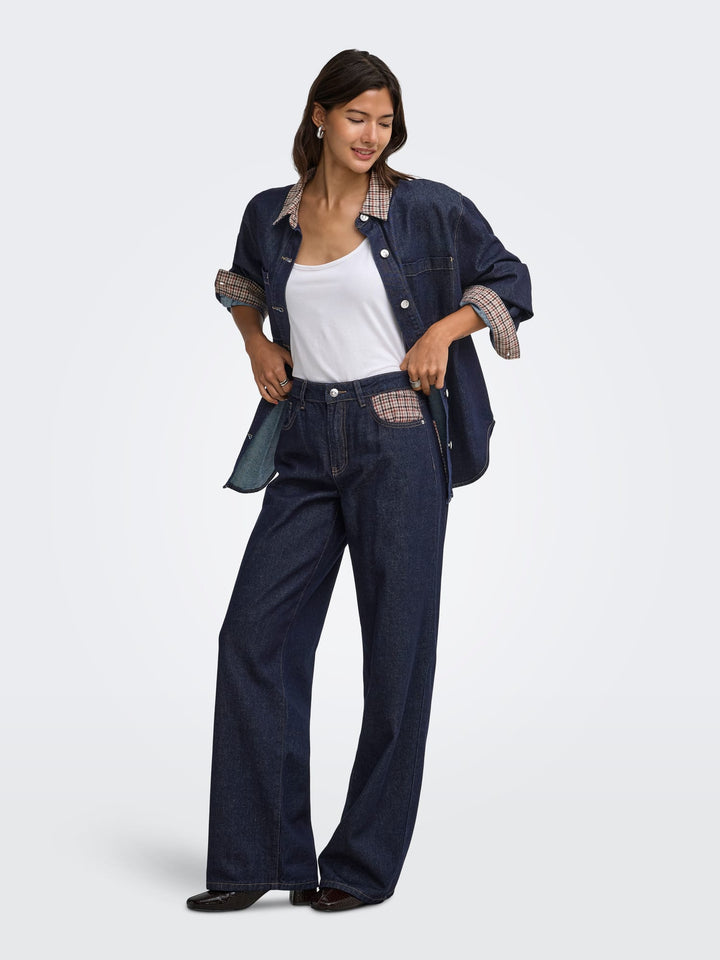 Only 15384824 Vera blouse l/m denim dames blue denim