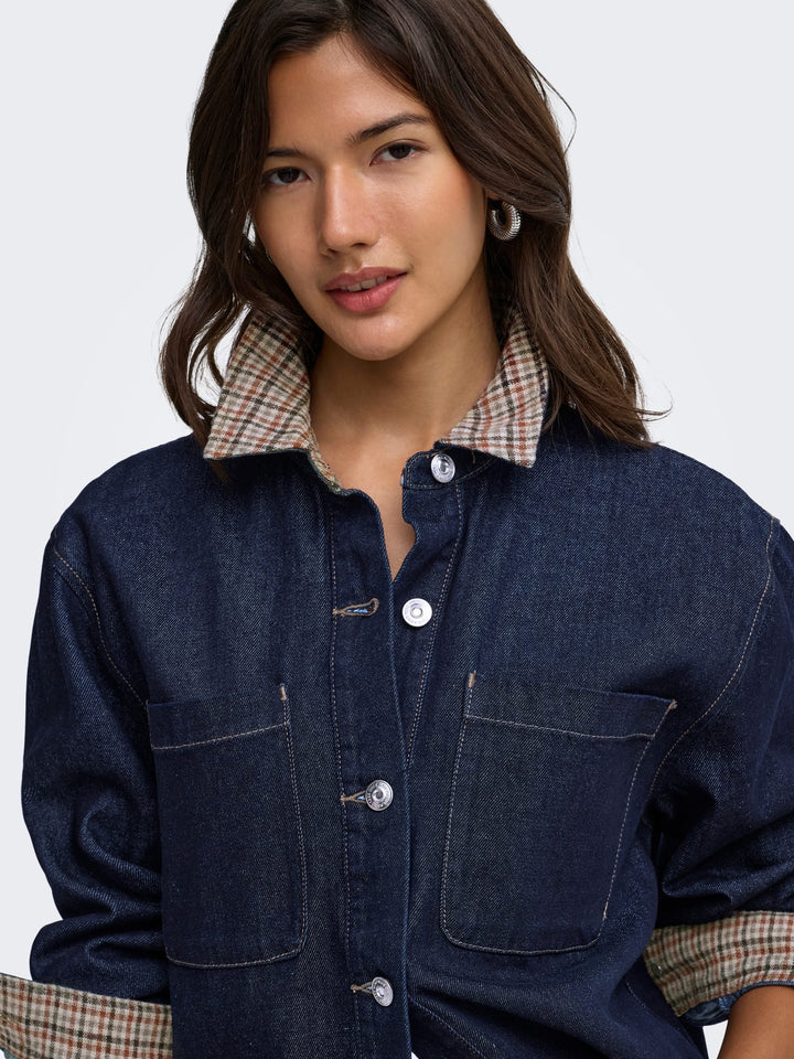 Only 15384824 Vera blouse l/m denim dames blue denim