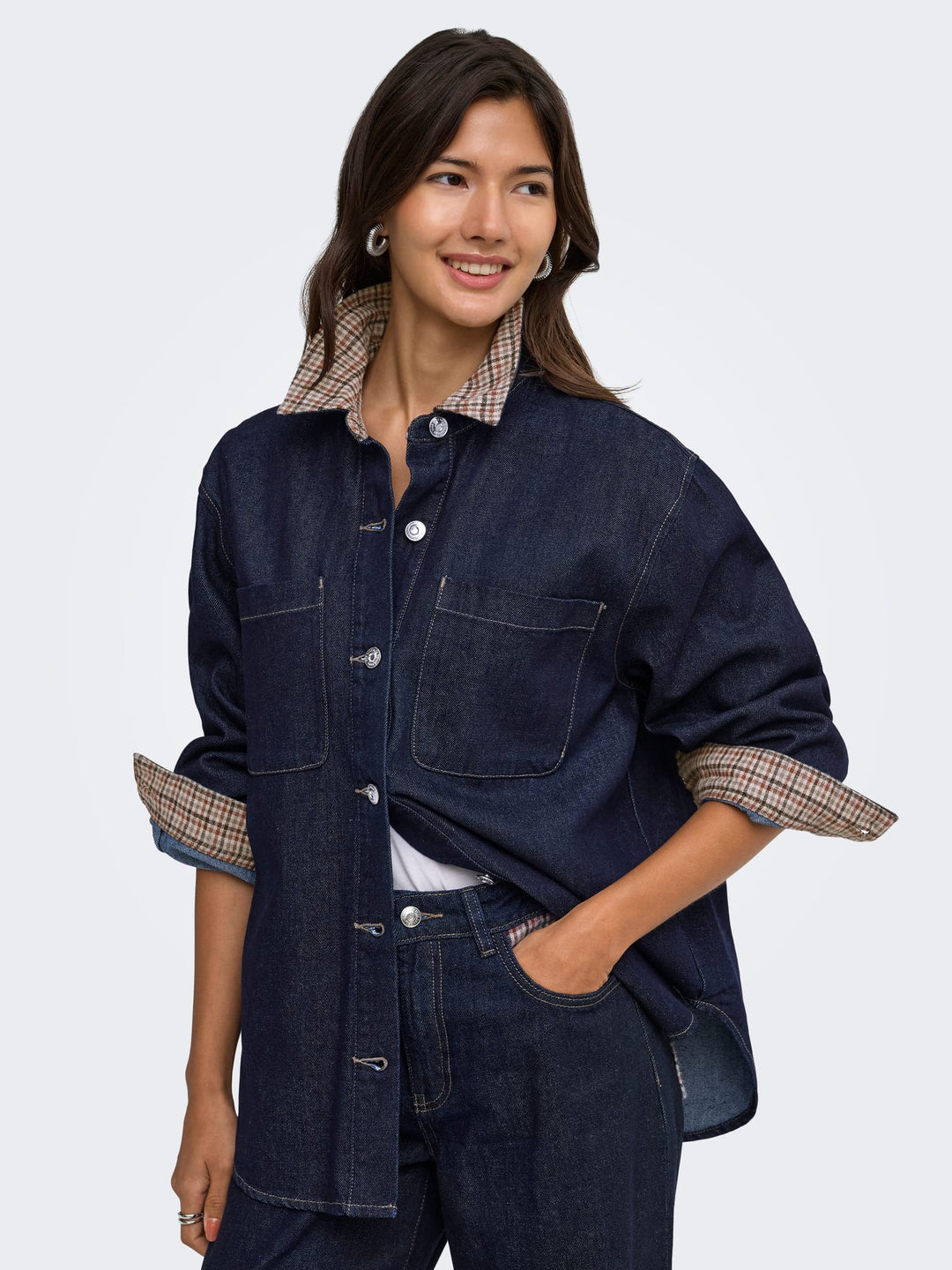 Only 15384824 Vera blouse l/m denim dames blue denim