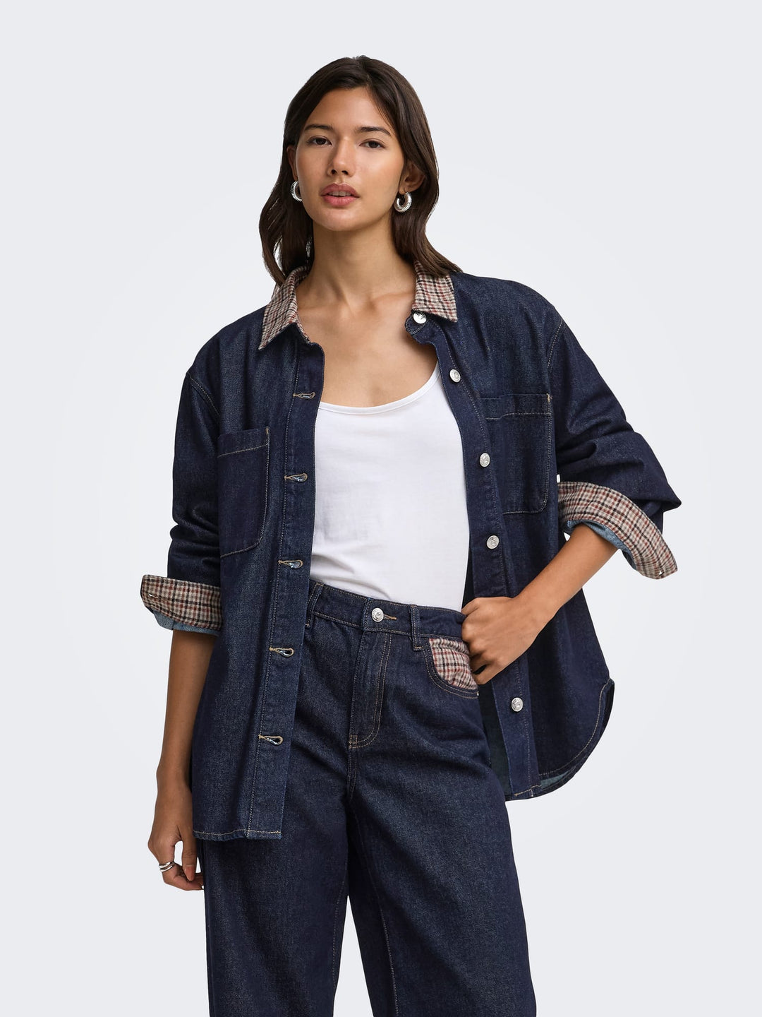 Only 15384824 Vera blouse l/m denim dames blue denim