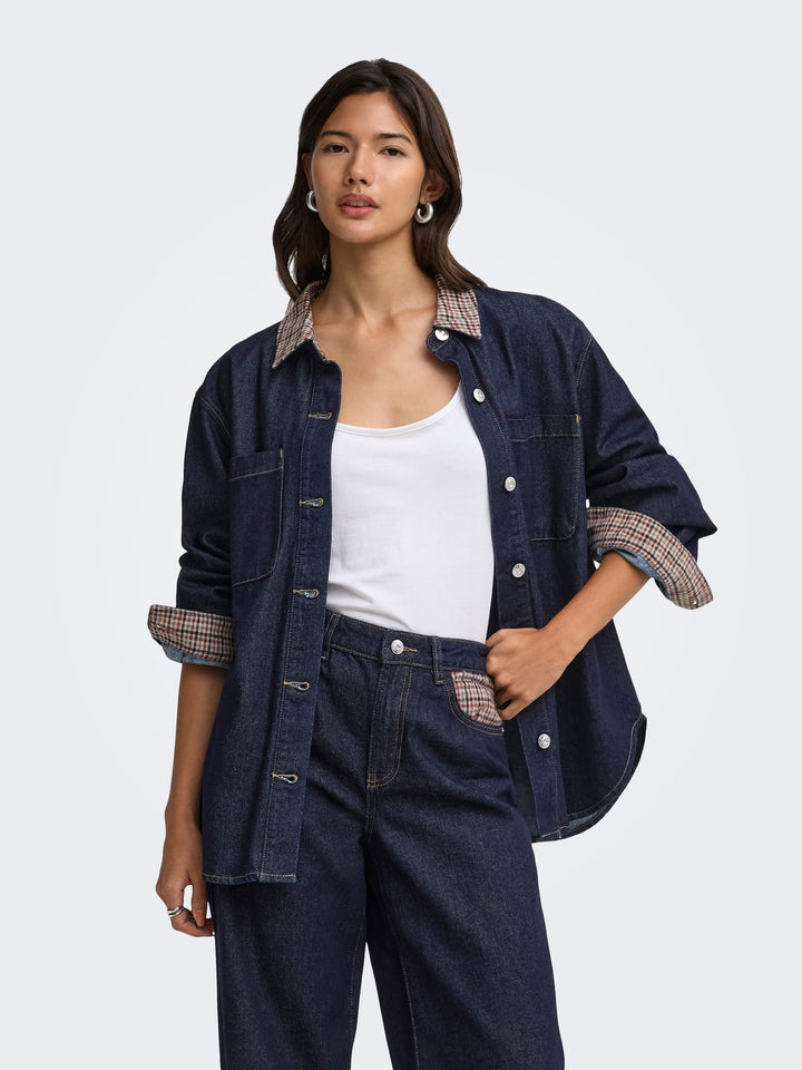 Only 15384824 Vera blouse l/m denim dames blue denim