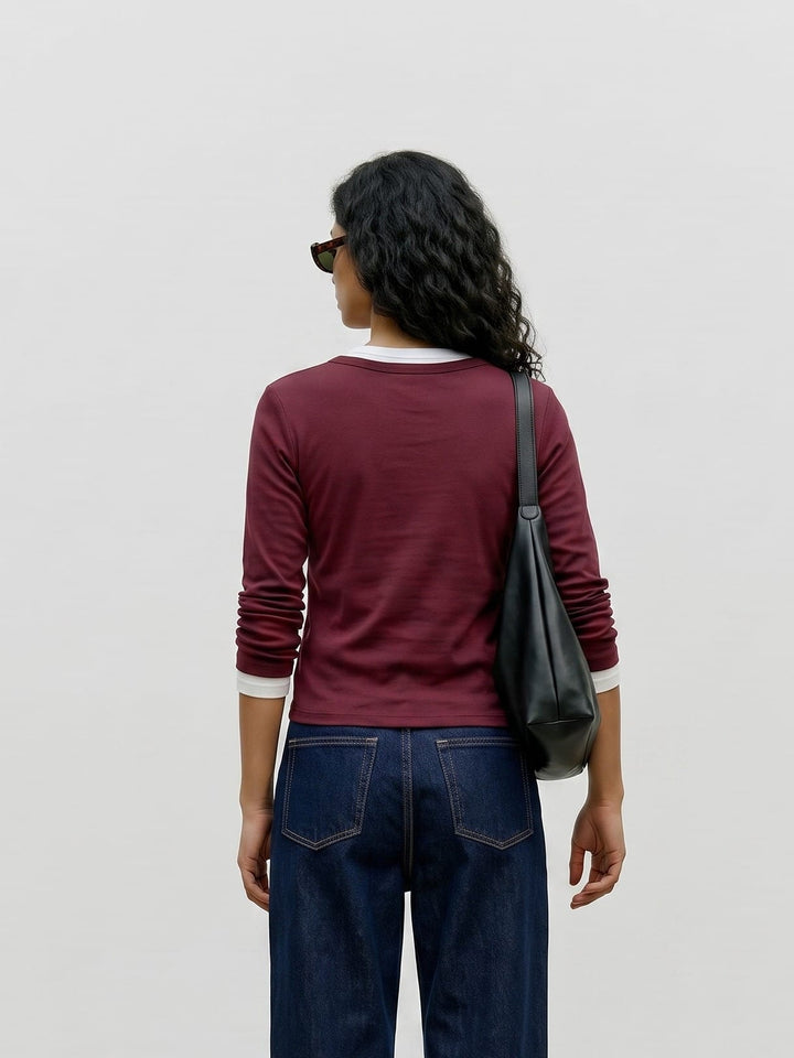 VERO MODA 10351248 Ada t-shirt l/m bordeaux