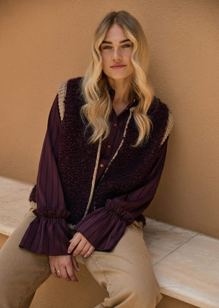 Nukus NKF02126 Amalia blouse l/m dames paars dessin