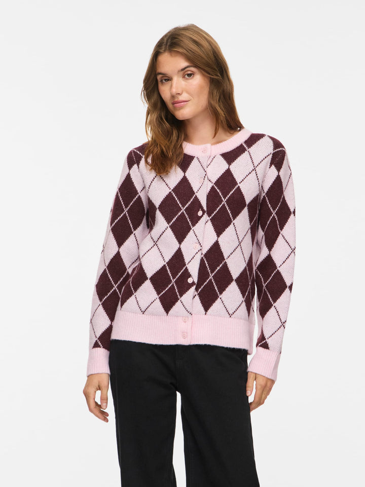 Vila 14119457 Aggie vest gebreid dames roze dessin