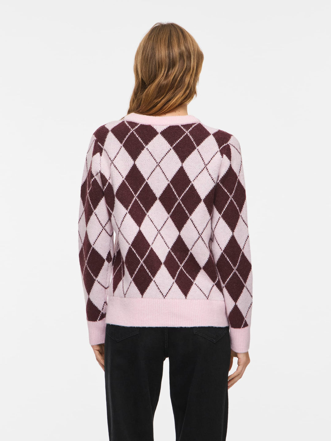 Vila 14119457 Aggie vest gebreid dames roze dessin