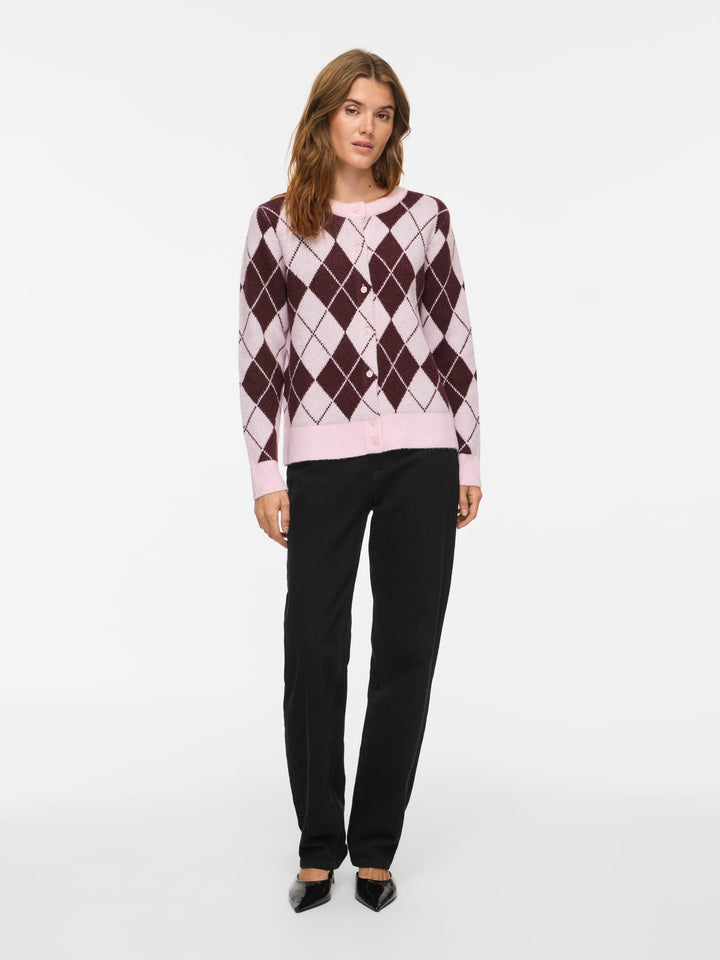 Vila 14119457 Aggie vest gebreid dames roze dessin