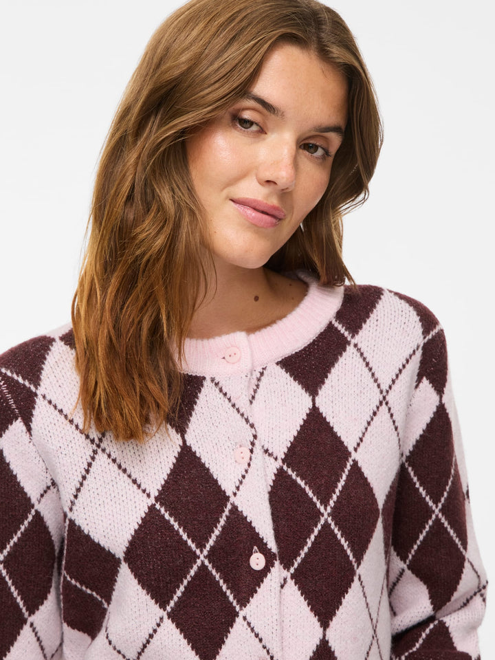 Vila 14119457 Aggie vest gebreid dames roze dessin