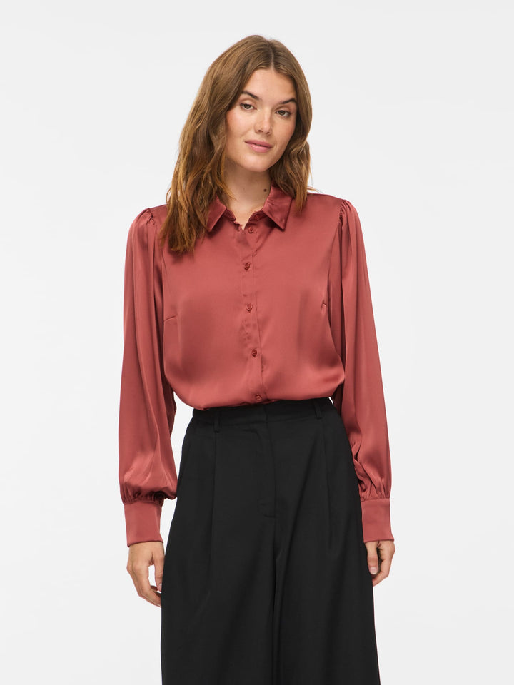 Vila 14107462 Enna blouse l/m dames gewassen rood