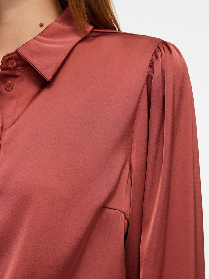 Vila 14107462 Enna blouse l/m dames gewassen rood