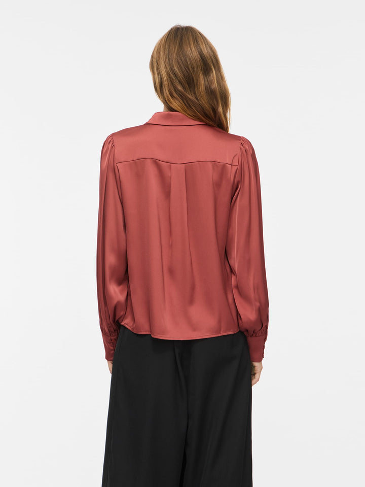 Vila 14107462 Enna blouse l/m dames gewassen rood