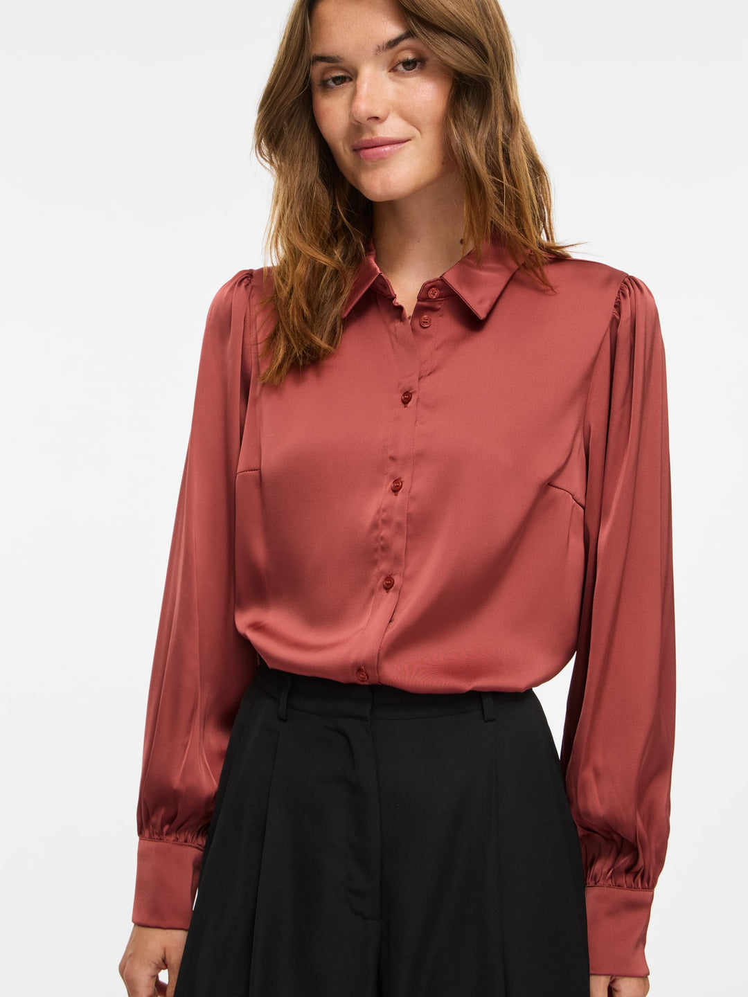 Vila 14107462 Enna blouse l/m dames gewassen rood