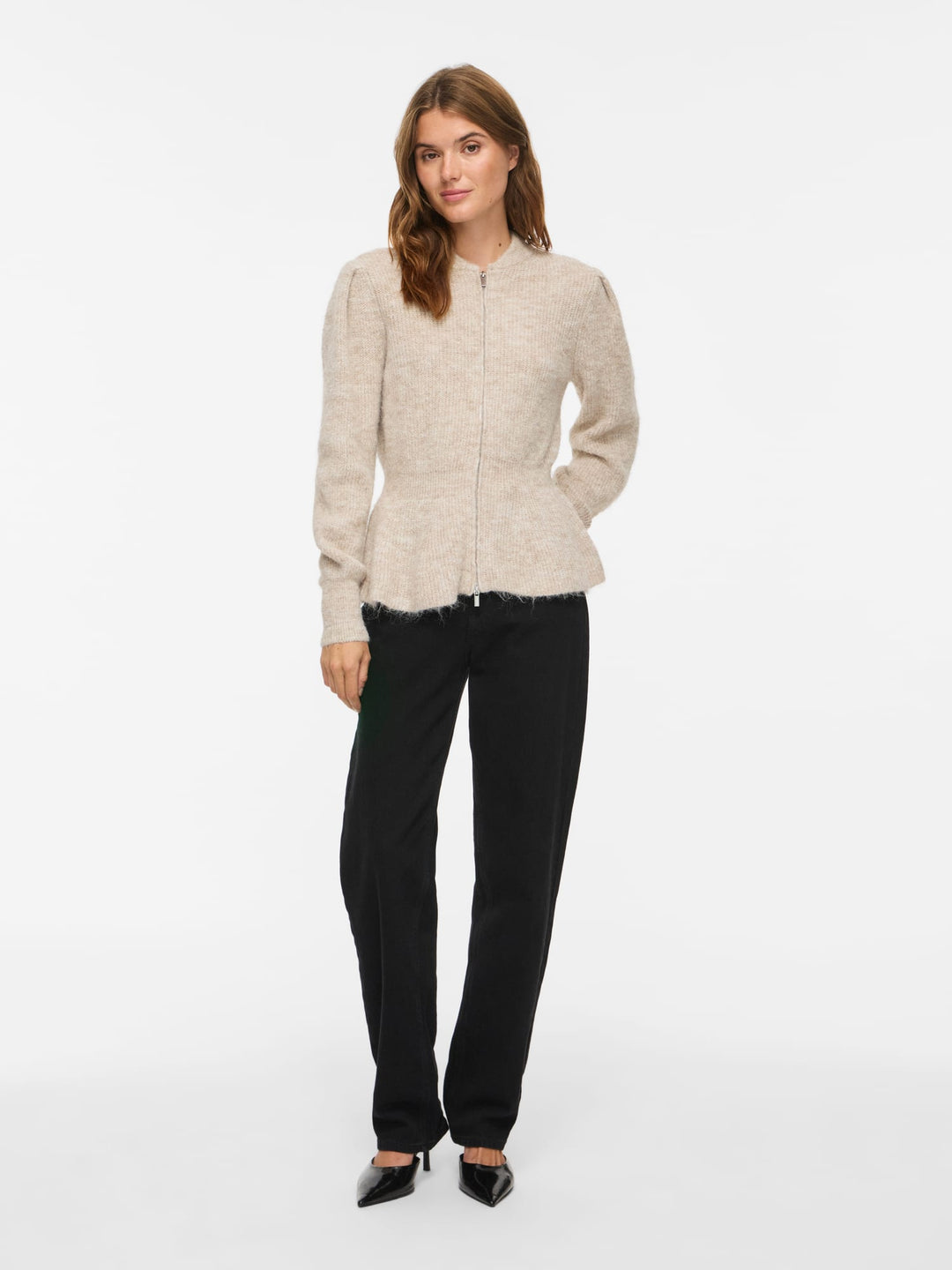 Vila 14116400 Gracie vest gebreid zand – dames