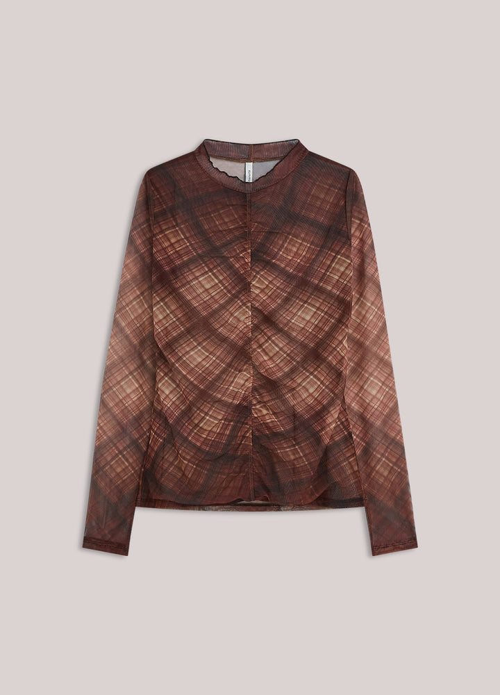 Summum 3s5328-30802 top l/m dames bruin dessin