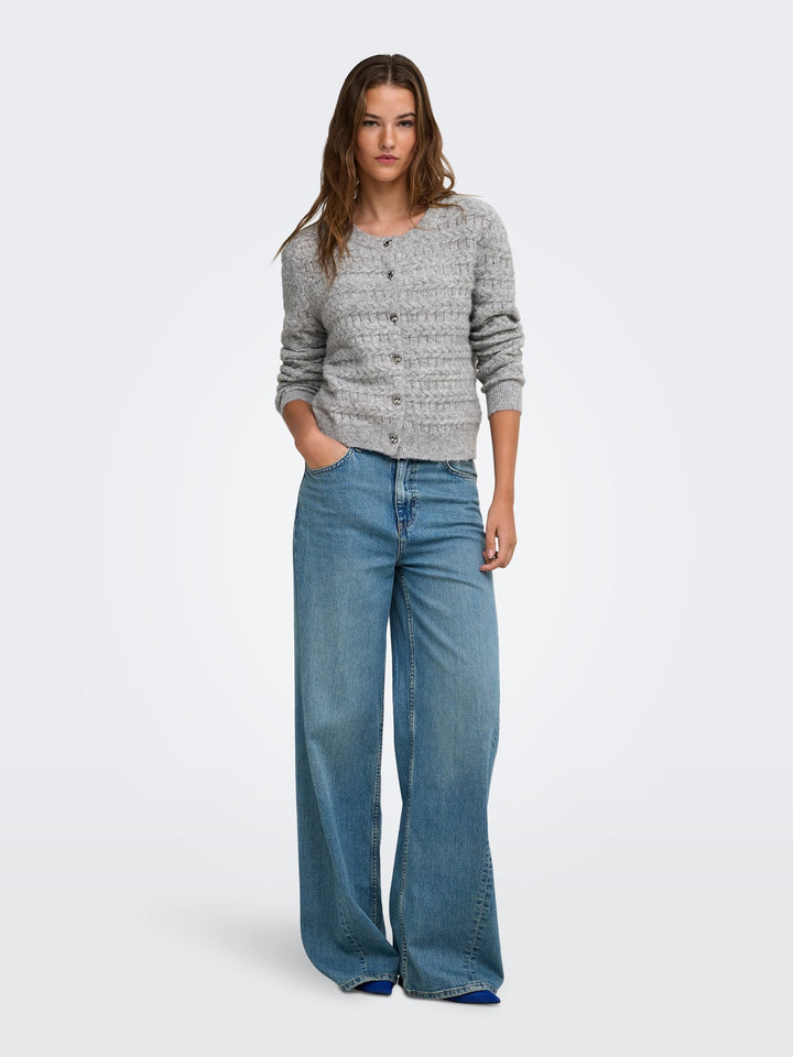 Only 15375144 Cabala vest gebreid grijs melee – dames