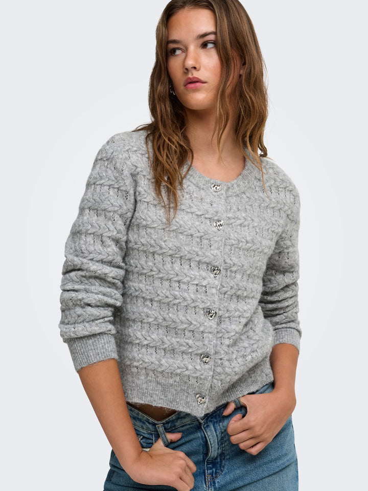 Only 15375144 Cabala vest gebreid grijs melee – dames