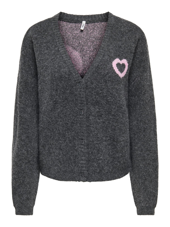 Only 15378335 lovie vest gebreid dames antraciet