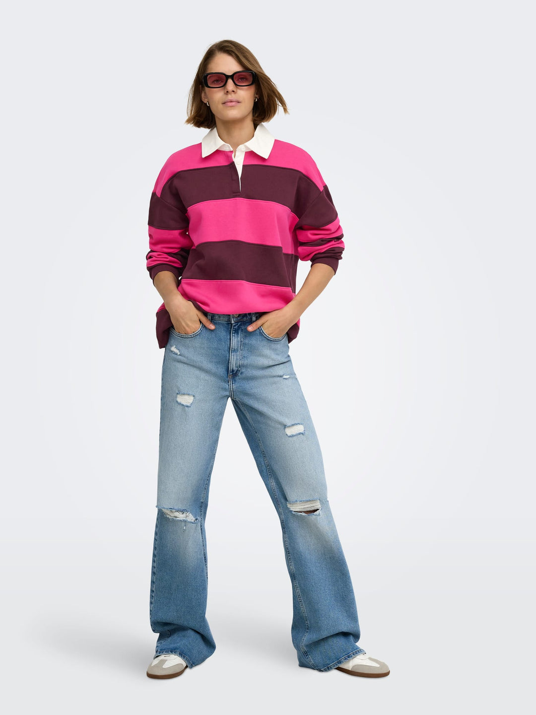 Only 15386714 Nara polo l/m dames paars dessin