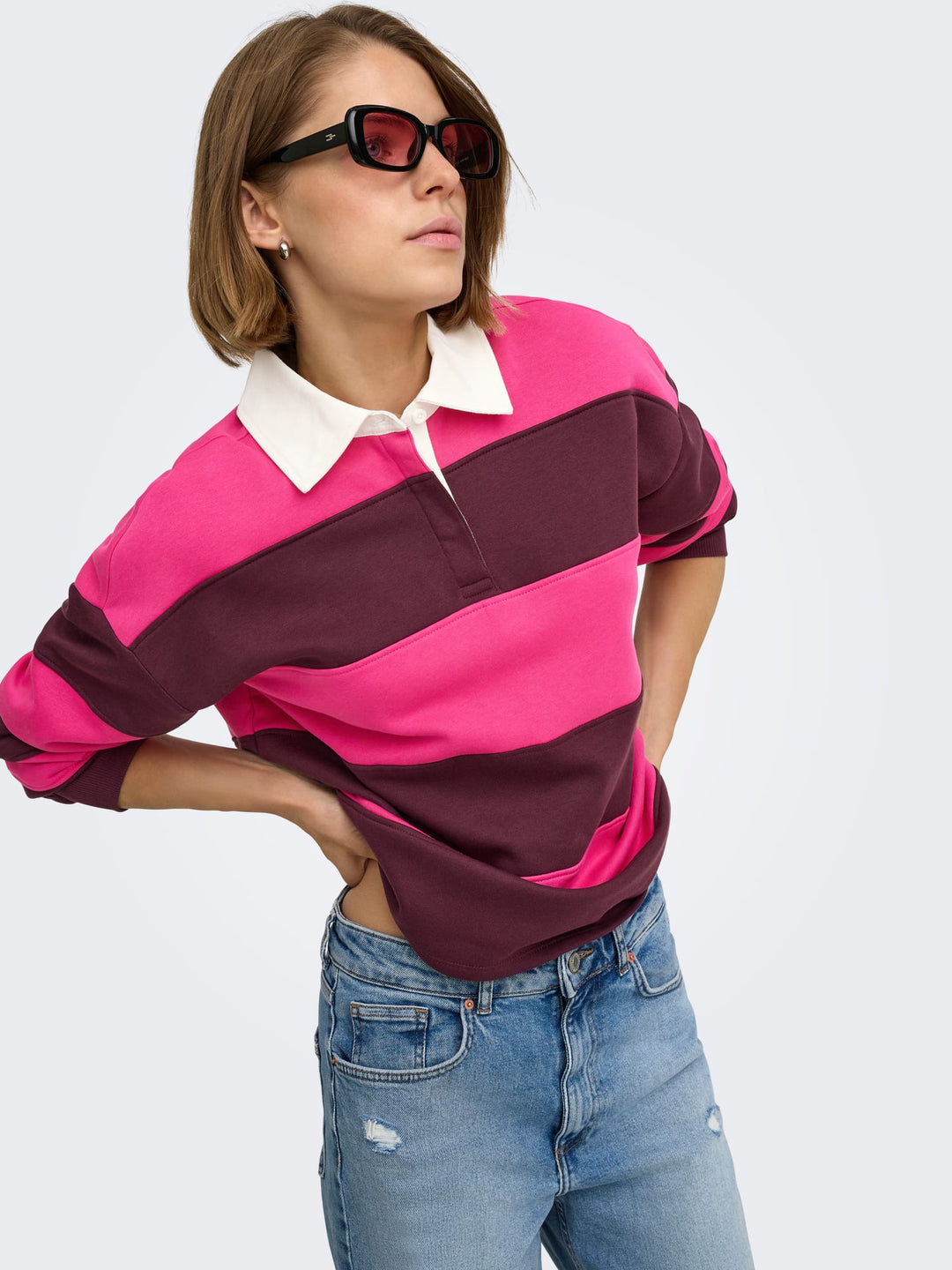Only 15386714 Nara polo l/m dames paars dessin