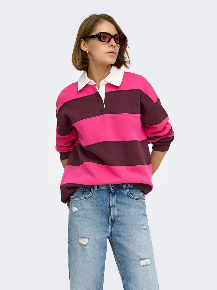 Only 15386714 Nara polo l/m dames paars dessin
