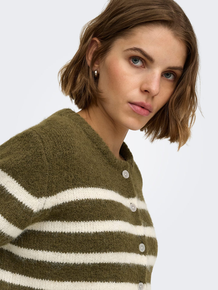 Only 15375125 Maggie vest gebreid dames groen dessin