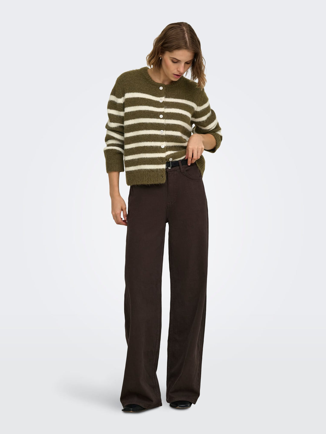Only 15375125 Maggie vest gebreid dames groen dessin