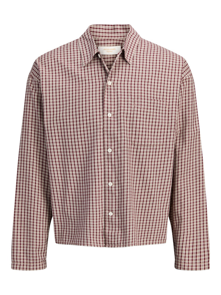 Jack &amp; Jones 12277479 Austin overhemd l/m bruin dessin – heren