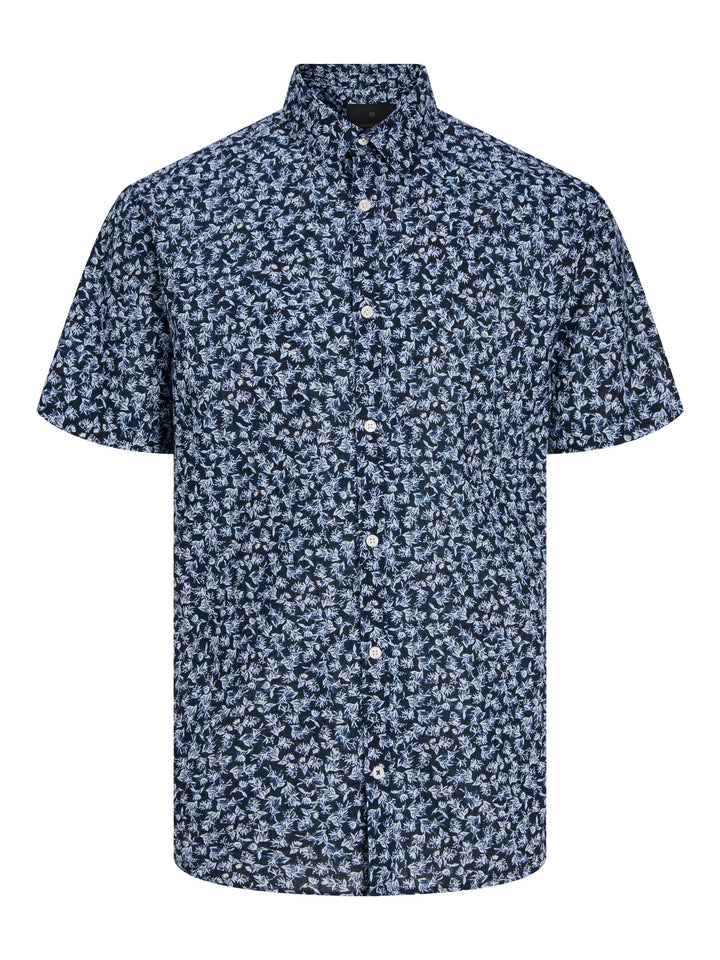 Jack &amp; Jones 12292179 blasummer overhemd k/m blauw dessin