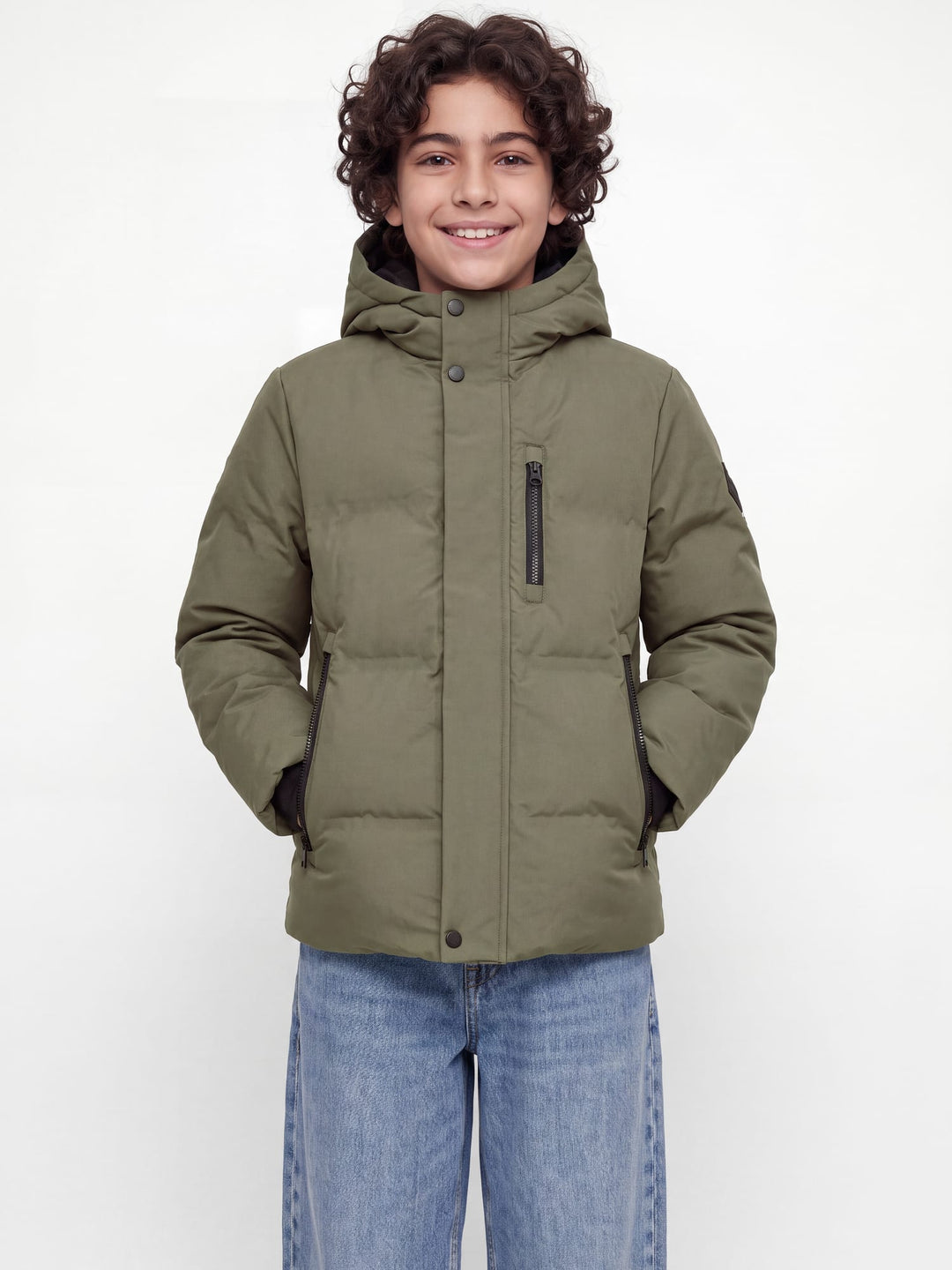 jack &amp; jones kids 12301836 Trace winterjas olijf – jongens