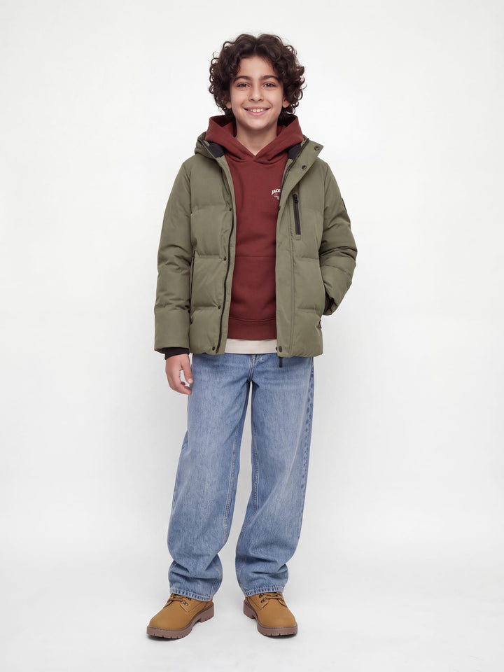 jack &amp; jones kids 12301836 Trace winterjas olijf – jongens