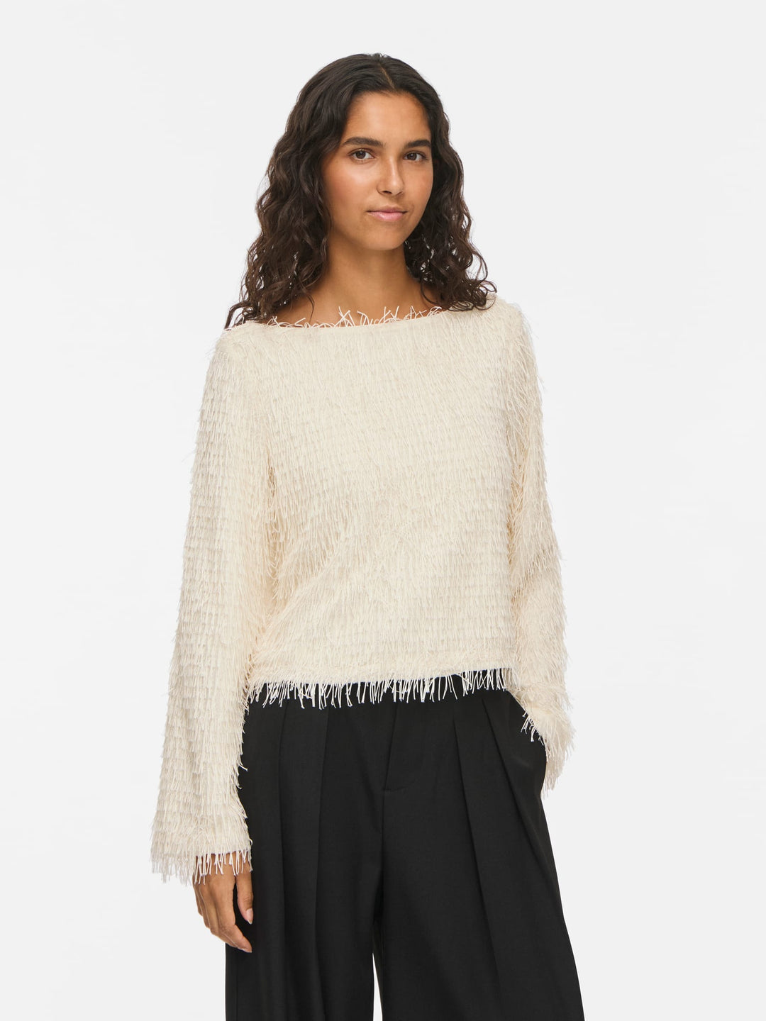 Vila 14119283 toi top met lange mouwen off-white