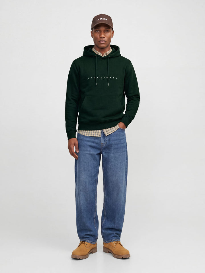 Jack &amp; Jones 12233972 star hoodie donkergroen – heren