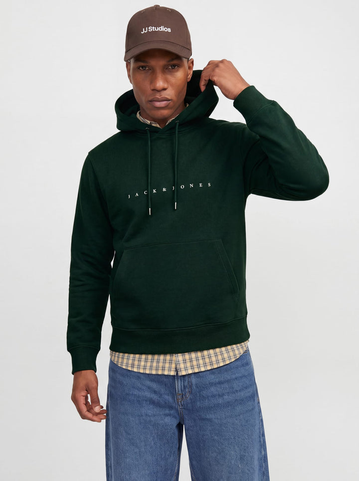 Jack &amp; Jones 12233972 star hoodie donkergroen – heren