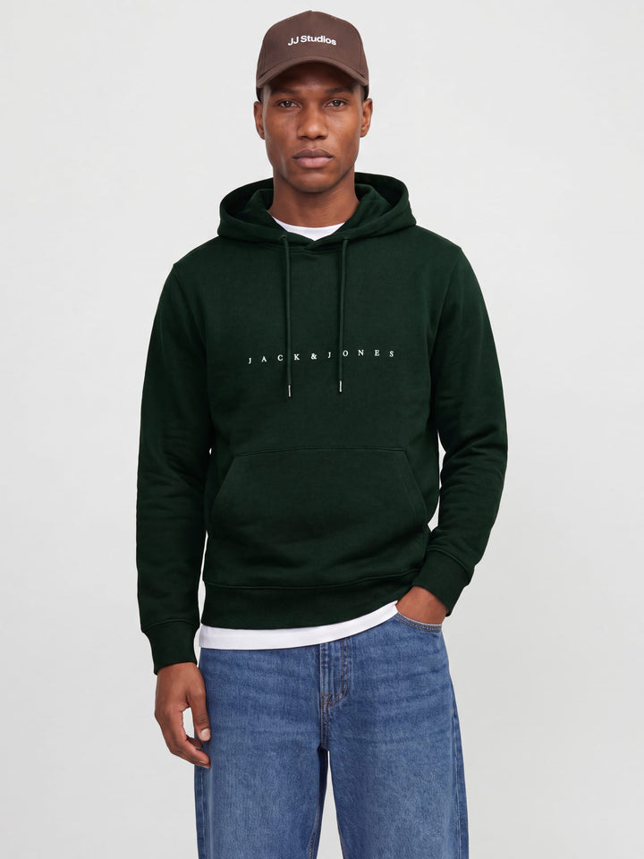 Jack &amp; Jones 12233972 star hoodie donkergroen – heren