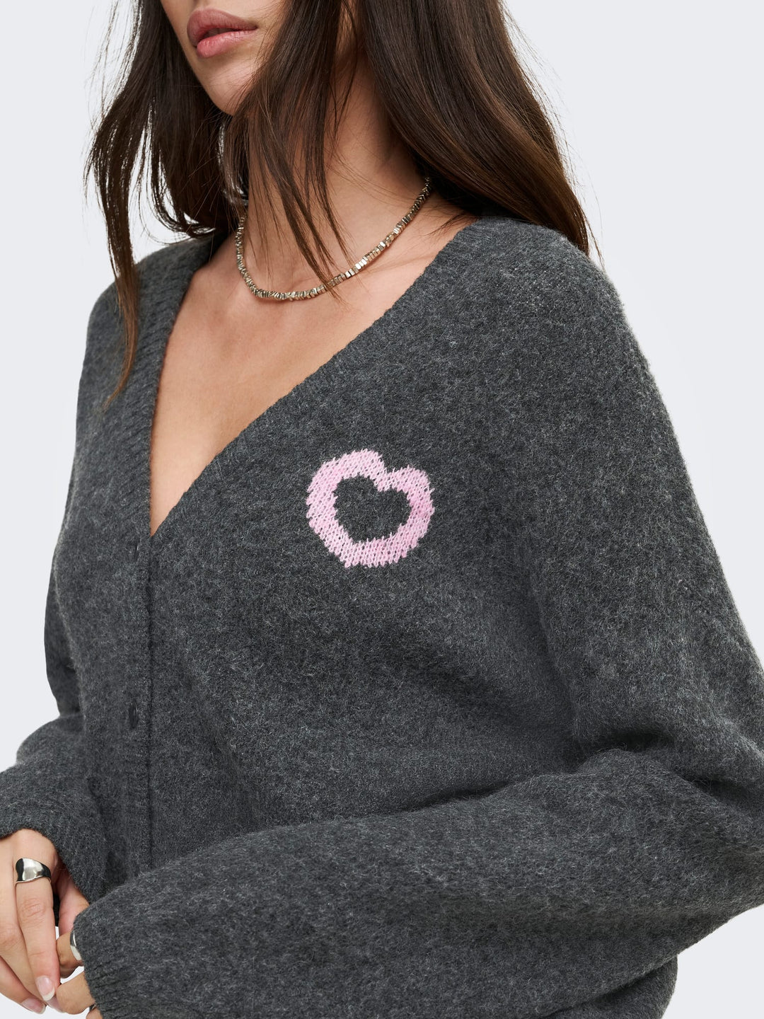 Only 15378335 lovie vest gebreid dames antraciet