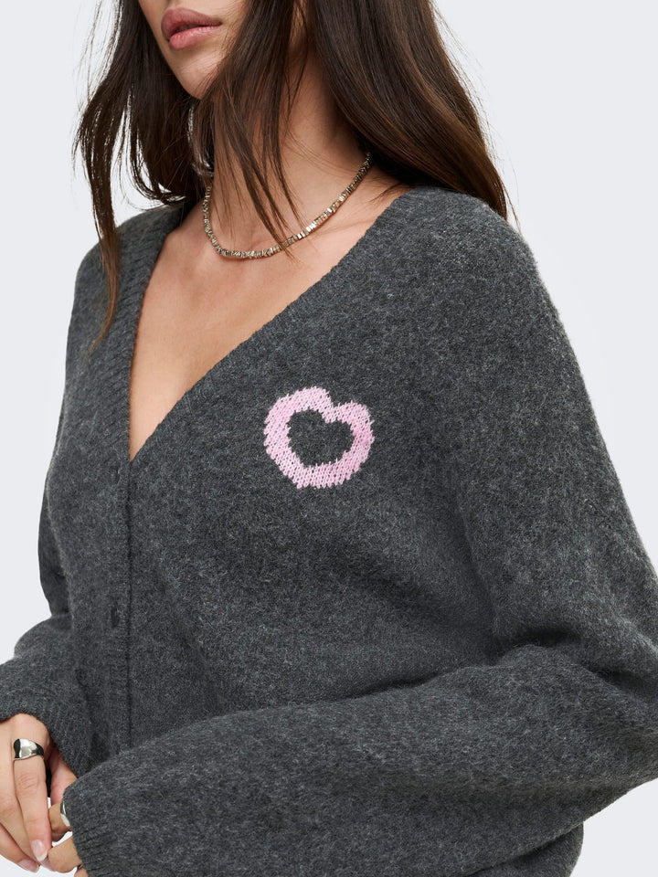 Only 15378335 lovie vest gebreid dames antraciet