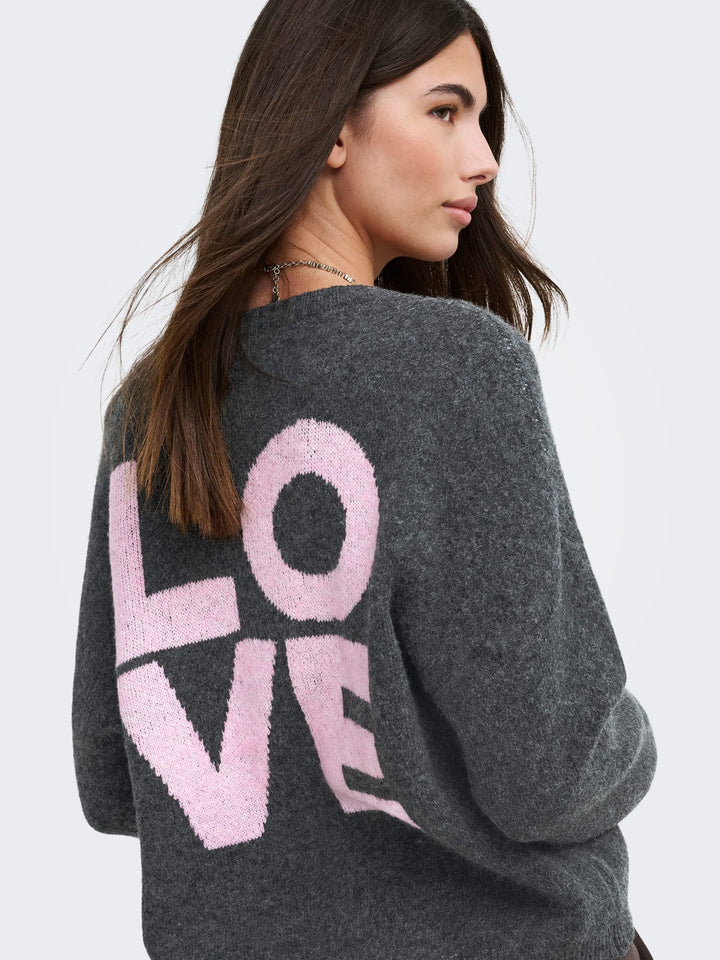 Only 15378335 lovie vest gebreid dames antraciet