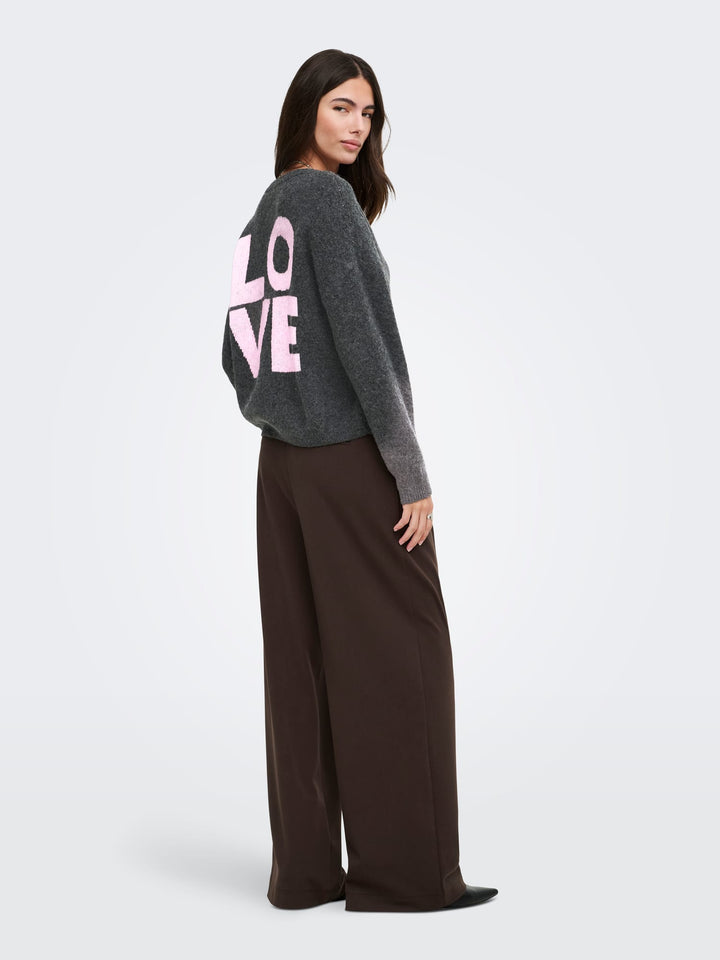 Only 15378335 lovie vest gebreid dames antraciet