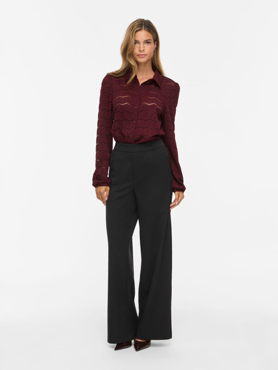 Vila 14118378 Delima blouse l/m bordeaux – dames